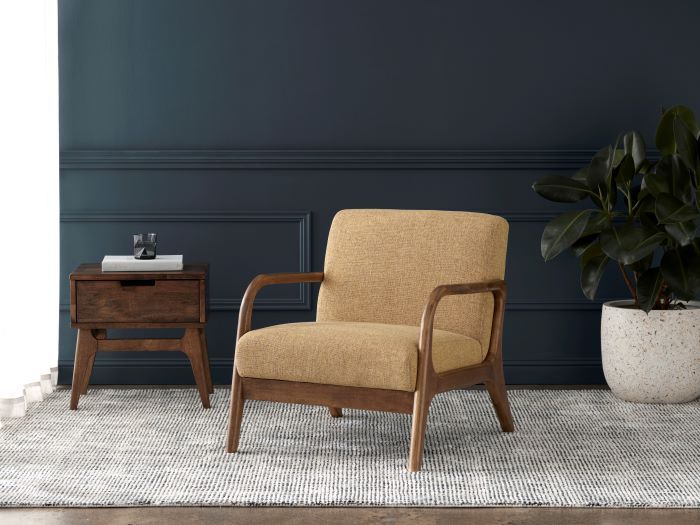 Paris Occasional Chair Rustic Walnut and Mustard B2C Furniture