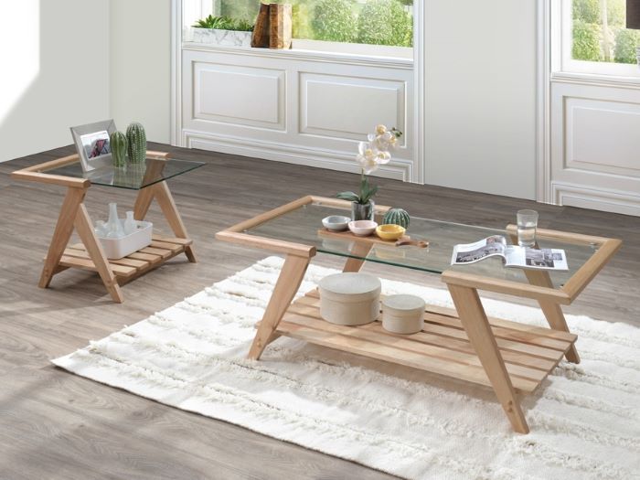 myer glass coffee table set